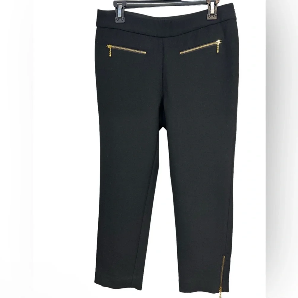 Kate Spade New York Wool blend Crop Black Pants Gold Zippers Sz 6
